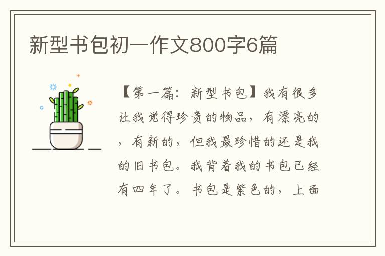 新型书包初一作文800字6篇