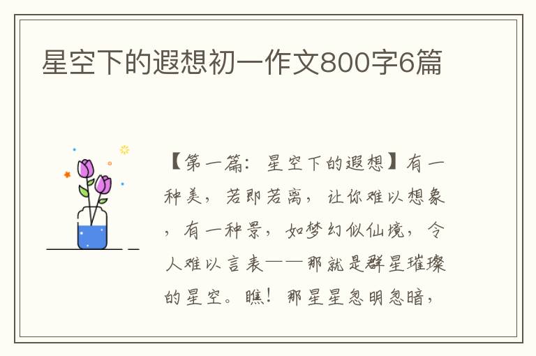 星空下的遐想初一作文800字6篇