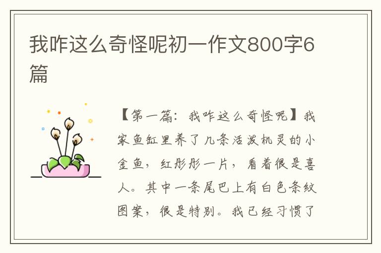 我咋这么奇怪呢初一作文800字6篇