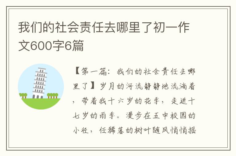 我们的社会责任去哪里了初一作文600字6篇