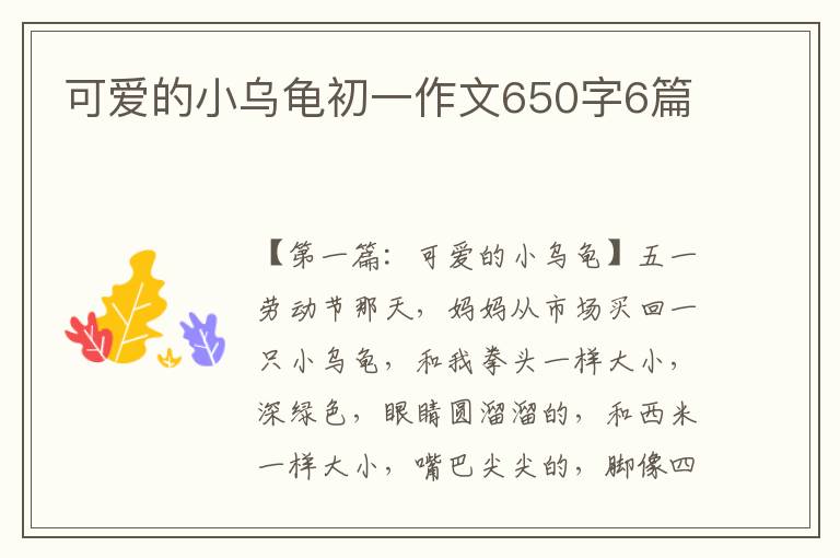 可爱的小乌龟初一作文650字6篇