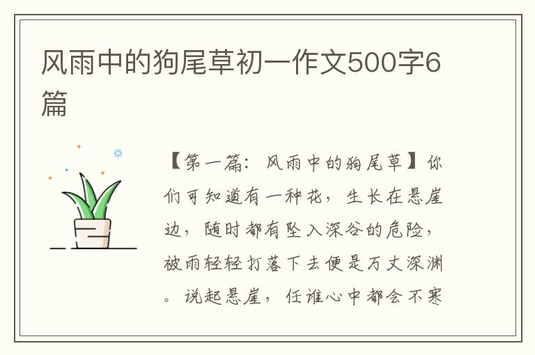 风雨中的狗尾草初一作文500字6篇