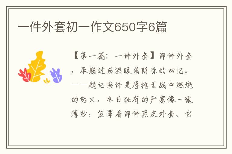 一件外套初一作文650字6篇