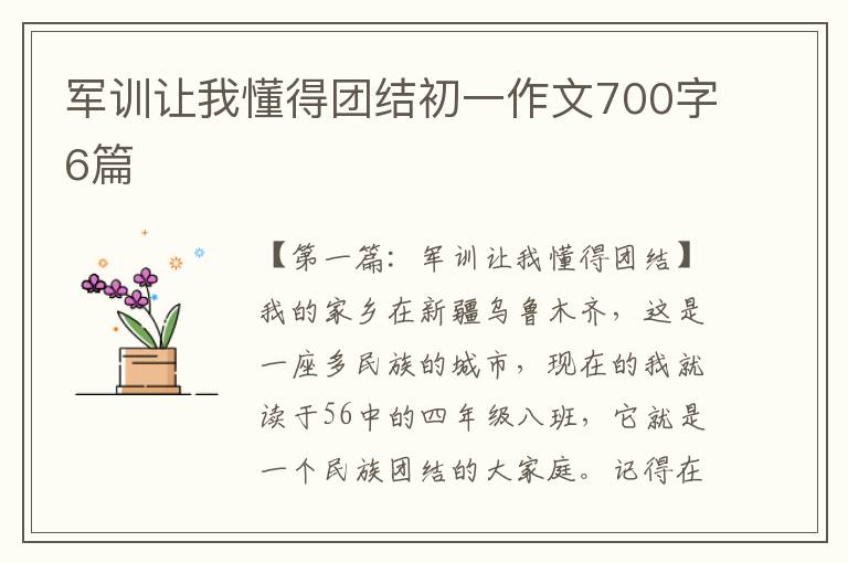 军训让我懂得团结初一作文700字6篇