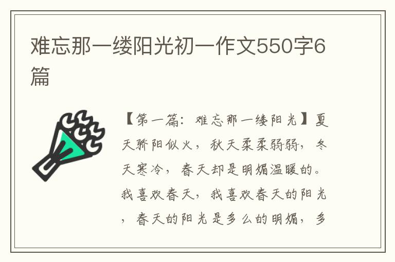 难忘那一缕阳光初一作文550字6篇