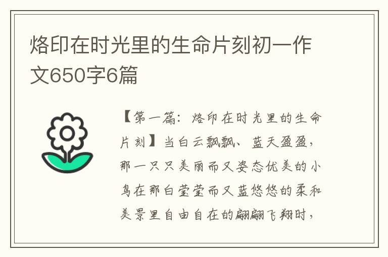 烙印在时光里的生命片刻初一作文650字6篇