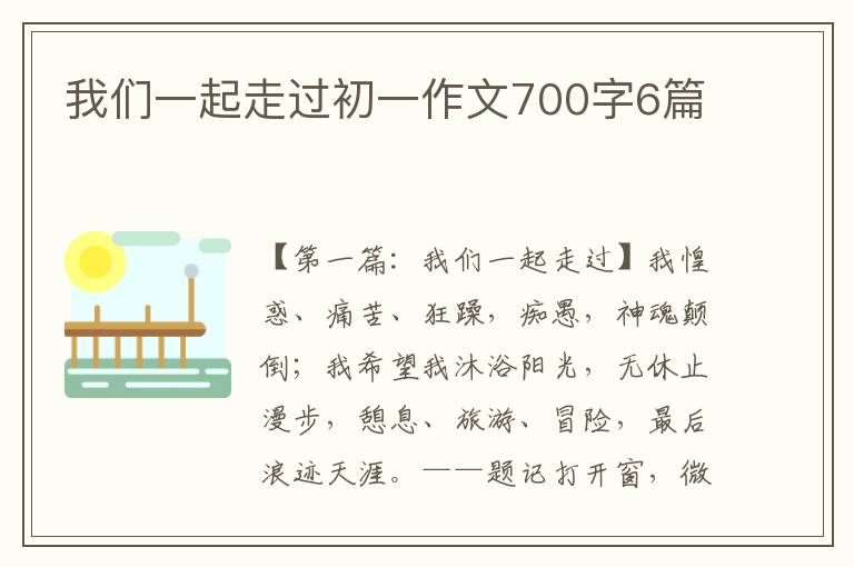 我们一起走过初一作文700字6篇