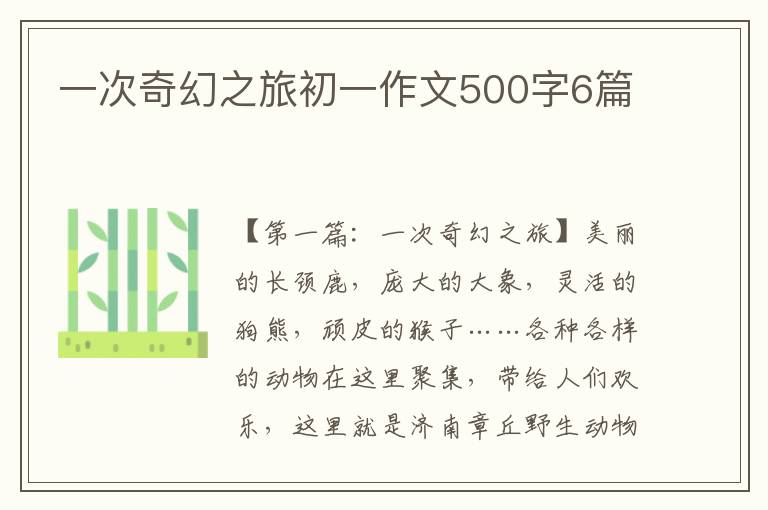 一次奇幻之旅初一作文500字6篇