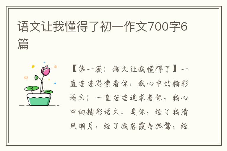 语文让我懂得了初一作文700字6篇