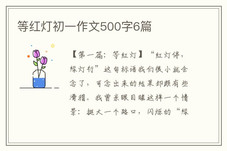 等红灯初一作文500字6篇