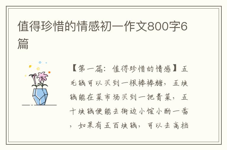 值得珍惜的情感初一作文800字6篇