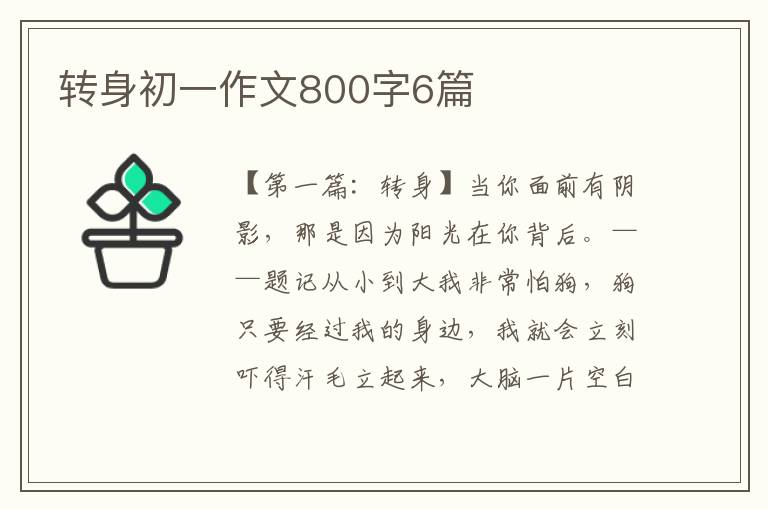 转身初一作文800字6篇