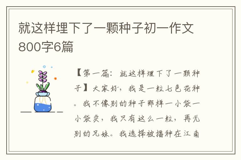 就这样埋下了一颗种子初一作文800字6篇