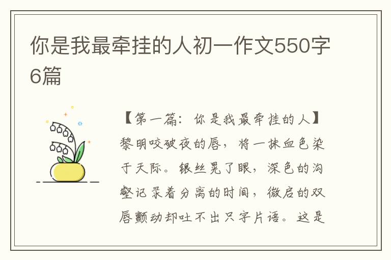 你是我最牵挂的人初一作文550字6篇