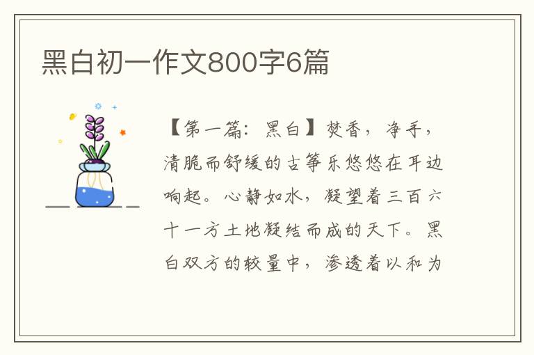 黑白初一作文800字6篇