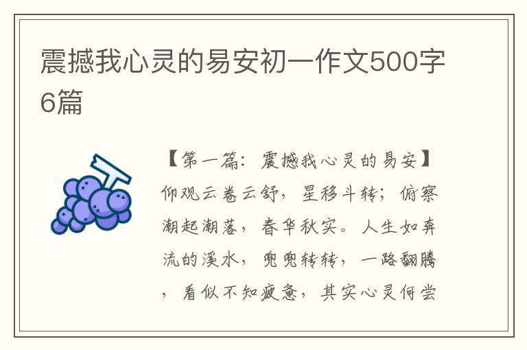 震撼我心灵的易安初一作文500字6篇