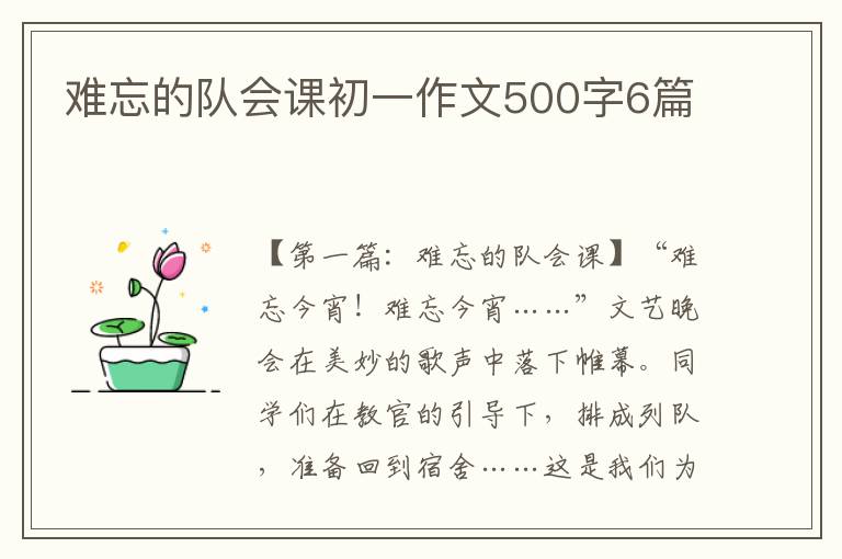 难忘的队会课初一作文500字6篇