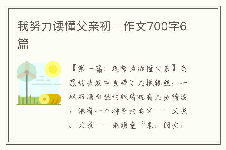 我努力读懂父亲初一作文700字6篇