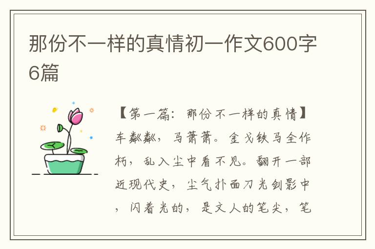 那份不一样的真情初一作文600字6篇