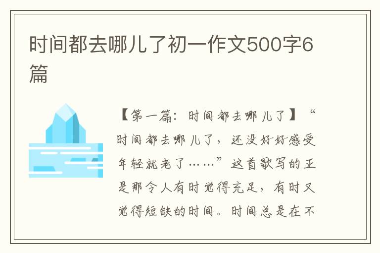 时间都去哪儿了初一作文500字6篇