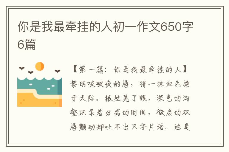 你是我最牵挂的人初一作文650字6篇