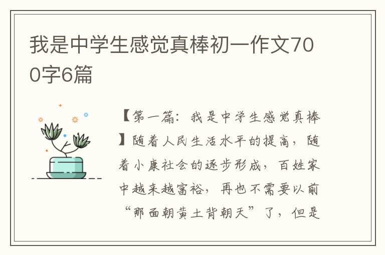 我是中学生感觉真棒初一作文700字6篇