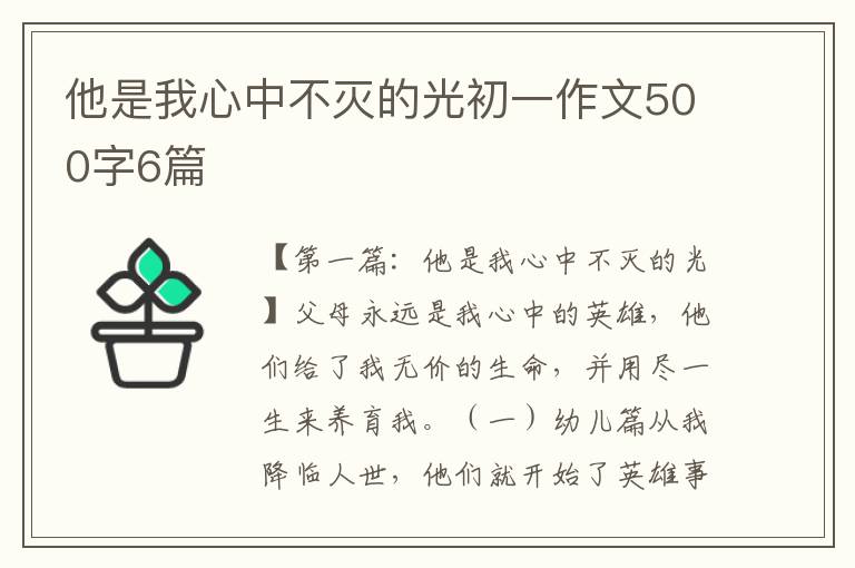 他是我心中不灭的光初一作文500字6篇