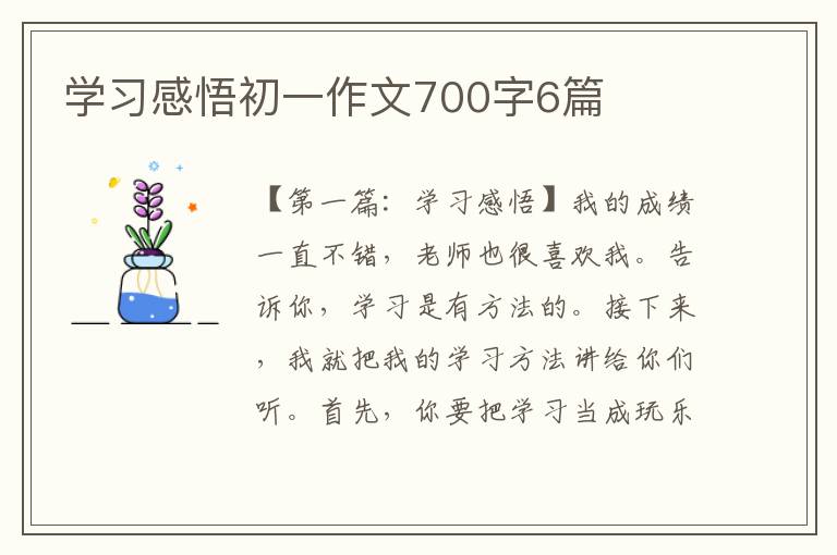 学习感悟初一作文700字6篇