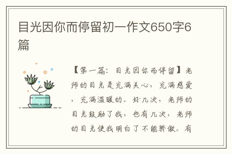 目光因你而停留初一作文650字6篇