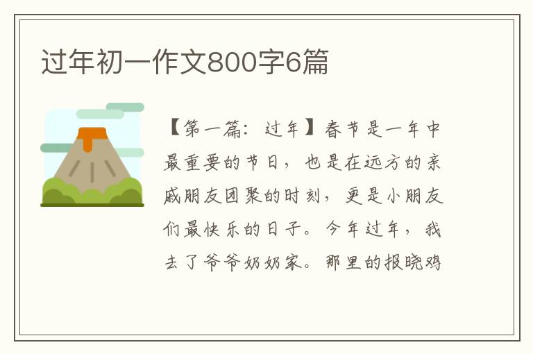 过年初一作文800字6篇