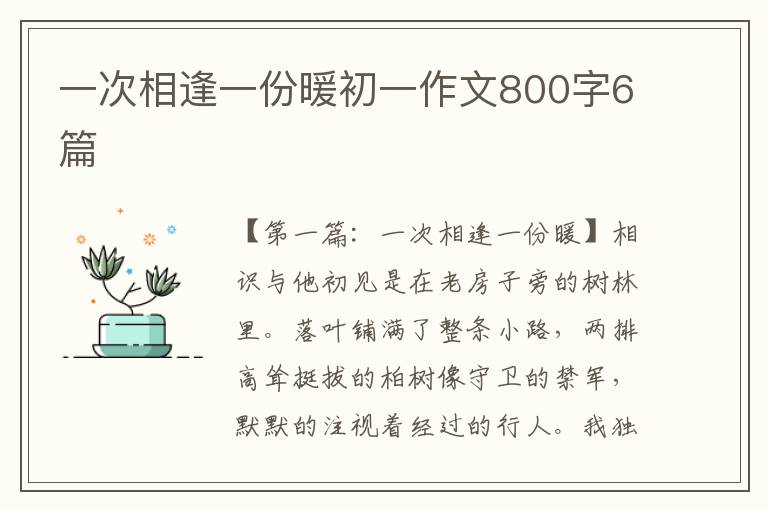 一次相逢一份暖初一作文800字6篇