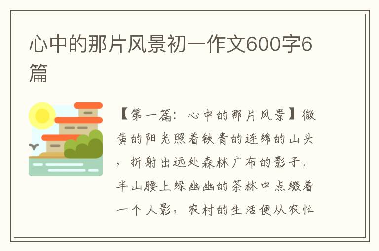 心中的那片风景初一作文600字6篇