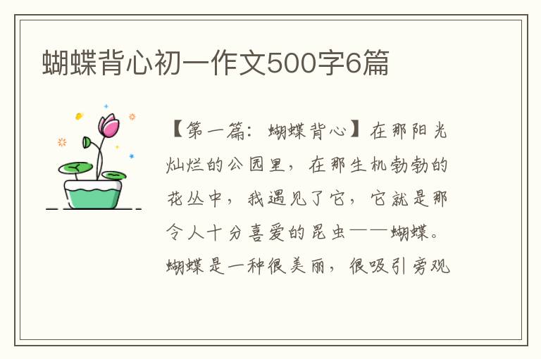 蝴蝶背心初一作文500字6篇