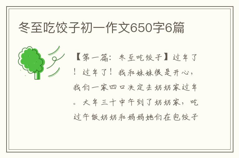 冬至吃饺子初一作文650字6篇