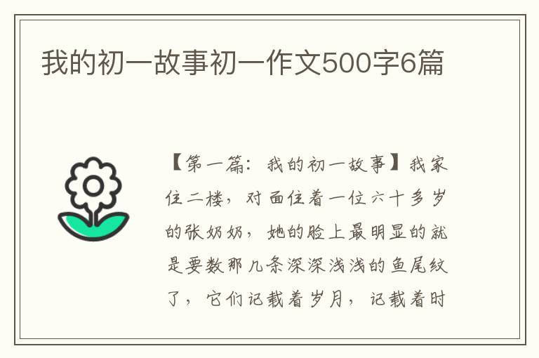 我的初一故事初一作文500字6篇