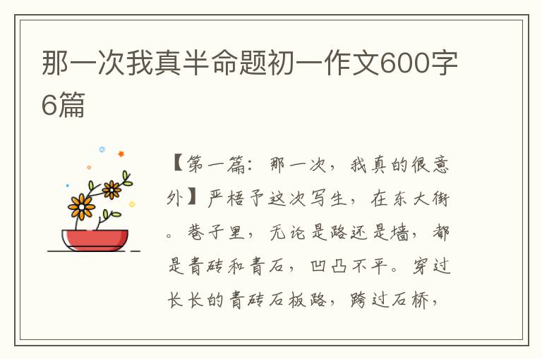 那一次我真半命题初一作文600字6篇