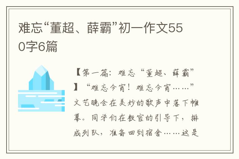 难忘“董超、薛霸”初一作文550字6篇