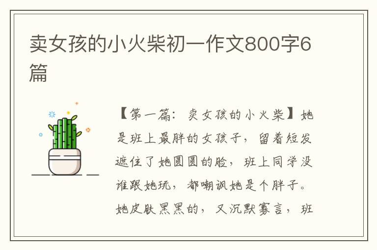 卖女孩的小火柴初一作文800字6篇