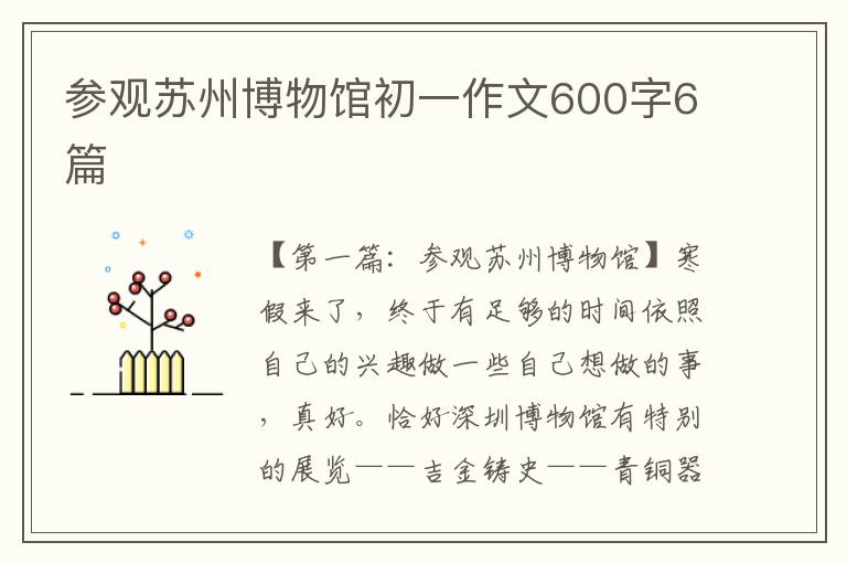 参观苏州博物馆初一作文600字6篇