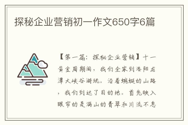 探秘企业营销初一作文650字6篇