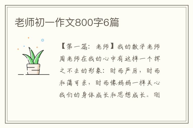 老师初一作文800字6篇