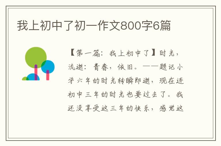 我上初中了初一作文800字6篇