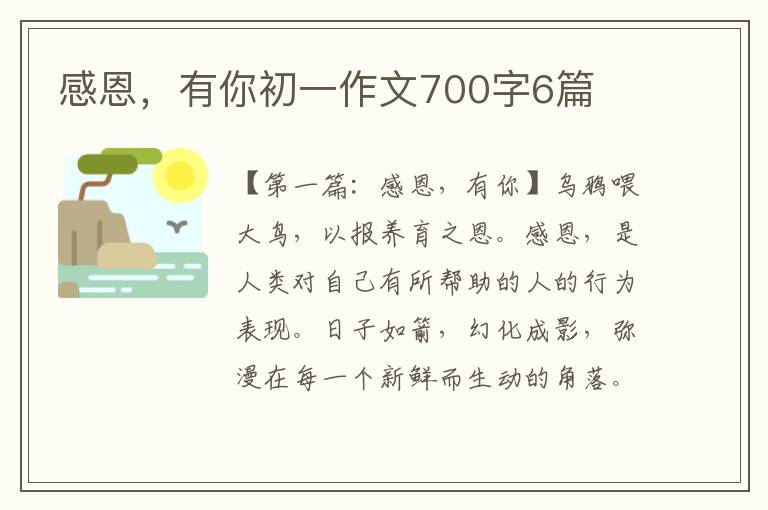 感恩，有你初一作文700字6篇