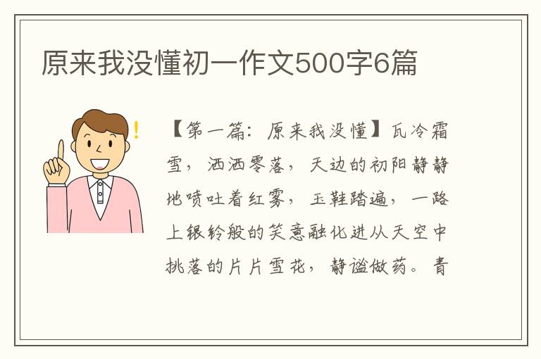 原来我没懂初一作文500字6篇