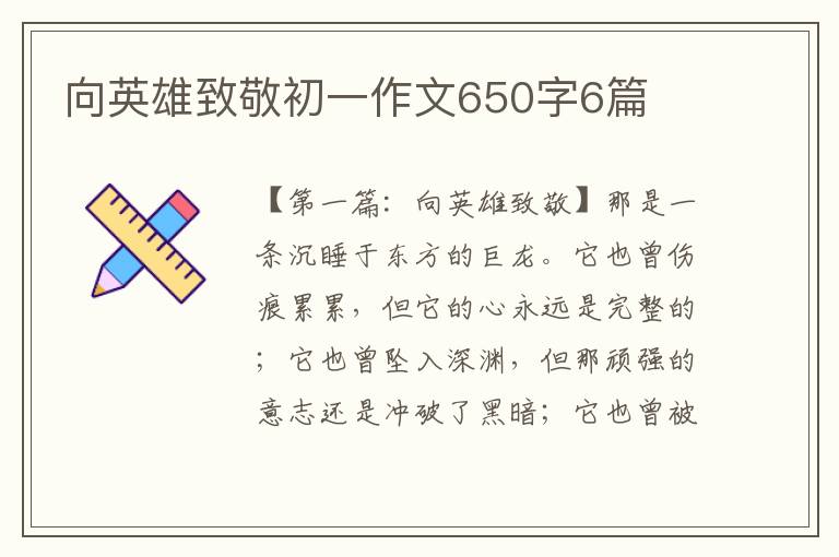 向英雄致敬初一作文650字6篇