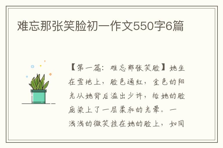 难忘那张笑脸初一作文550字6篇