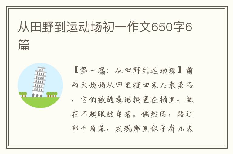 从田野到运动场初一作文650字6篇