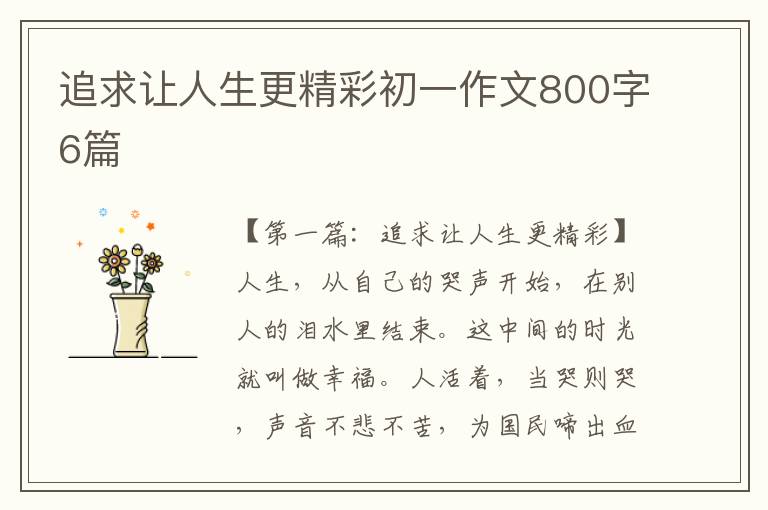 追求让人生更精彩初一作文800字6篇