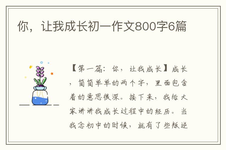 你，让我成长初一作文800字6篇