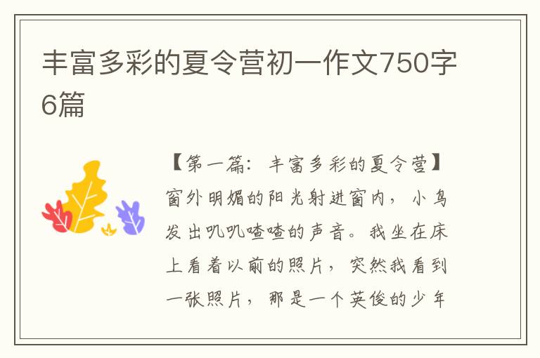 丰富多彩的夏令营初一作文750字6篇